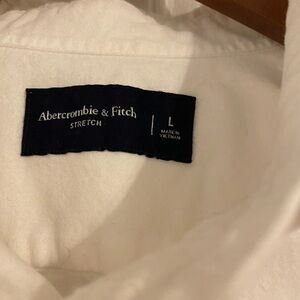 Abercrombie &Fitch white collared stretch cotton shirt. Large size